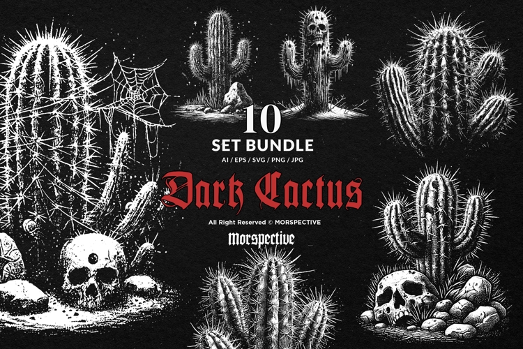 10 Bundle Dark Art Cactus Plant Southwest Desert Landscape