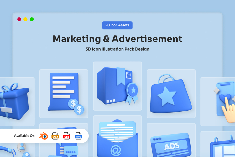 Advertising & Campaign 3D Icon Set