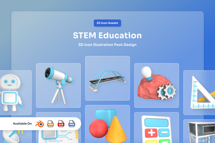 STEM Education 3D Icon Pack