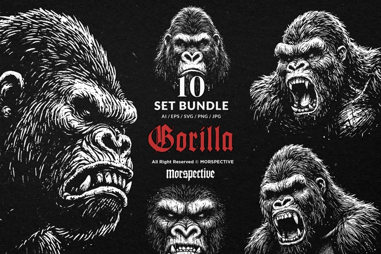 10 Bundle Dark Art Gorilla Kong Animal Beast King Monkey