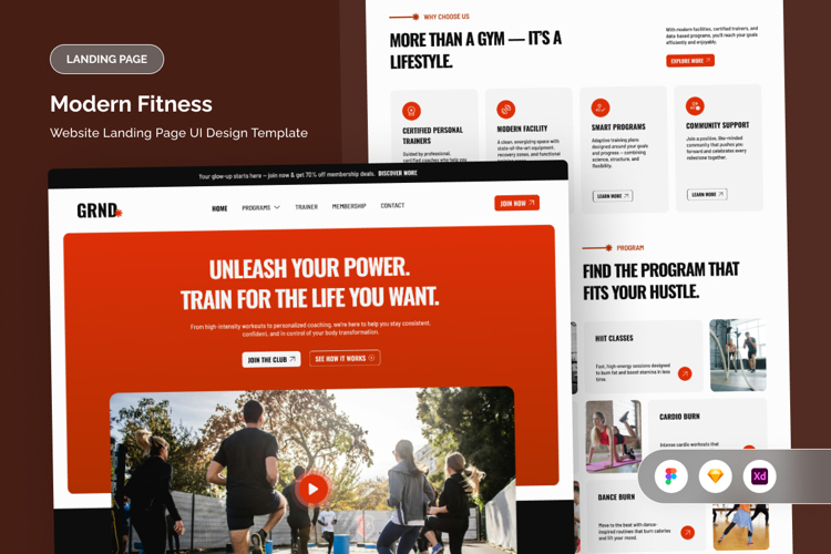 Sport Club Landing Page UI Layout