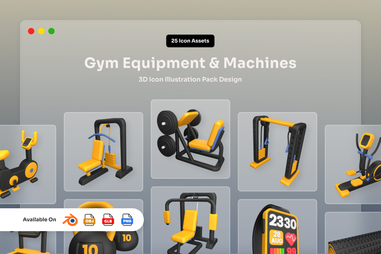 Gym Equipment 3D Icon Pack