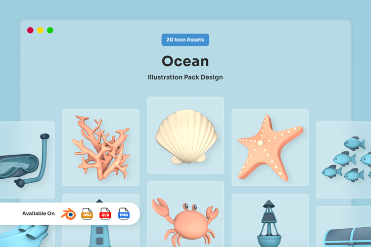 Underwater 3D Icon Collection