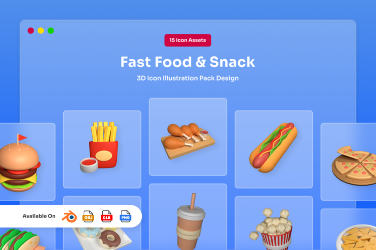 Tasty Soft 3D Snack Icons Collection