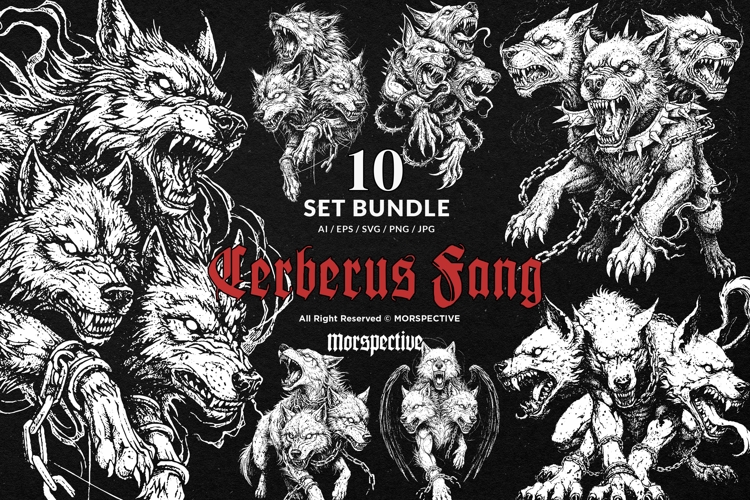 10 Bundle Dark Art Cerberus Fangs Wolf Animal Lion Creature