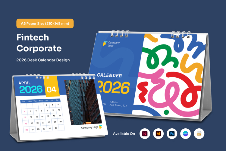 Modern Fintech Desk Calendar 2026