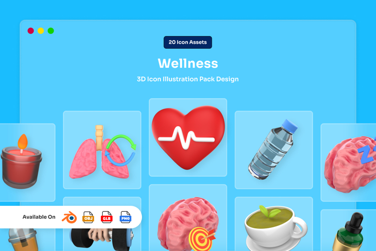 Wellness Calm 3D Icon Pack