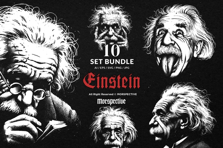 10 Bundle Dark Art Einstein Scientist Albert Head Physics