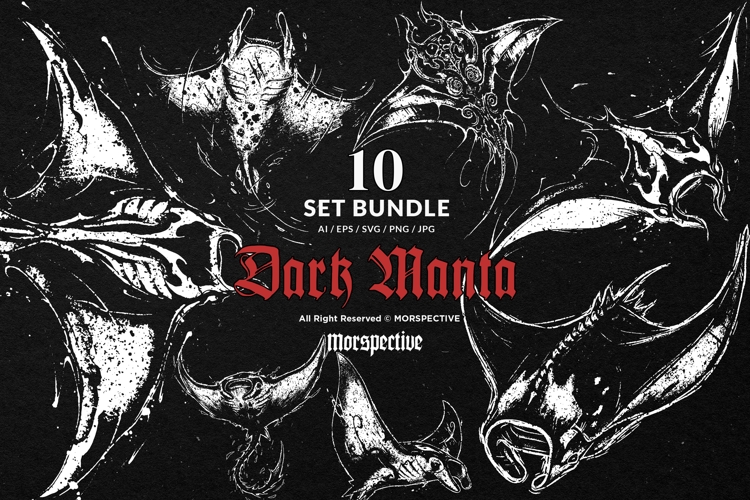 10 Bundle Dark Art Manta Stingray Pari Fish Ocean Dive