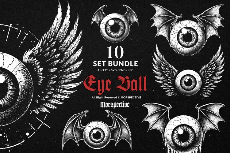 10 Bundle Dark Art Eye Ball with wings illuminati Mystical
