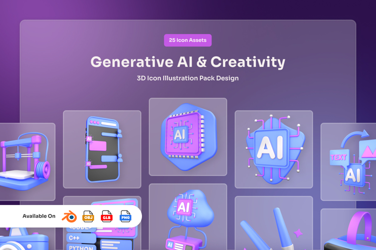 Generative AI & Creativity 3D Icon Pack