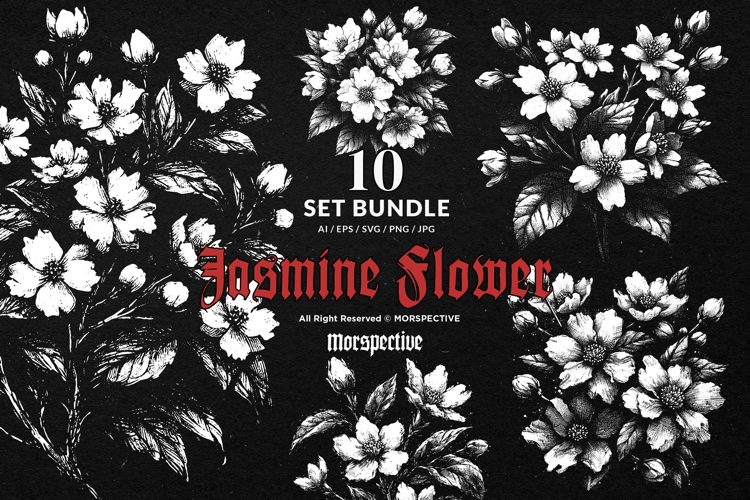 10 Bundle Dark Art Jasmine Flower White Flower Bouquet