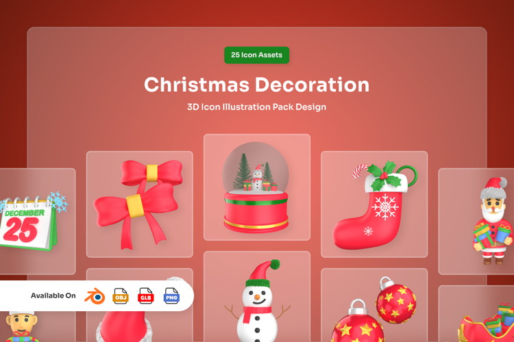 Christmas Decoration 3D Icon Pack