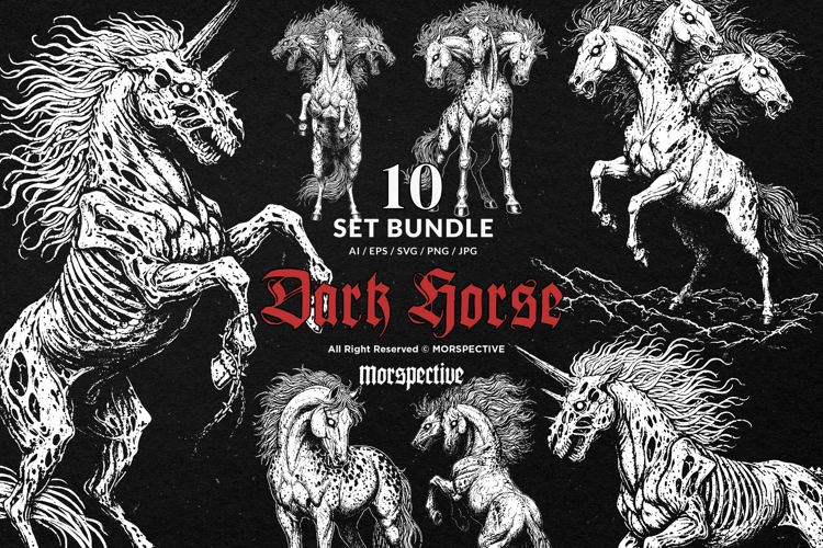 10 Bundle Dark Art Death Horse Animal Mount Ghost Horror