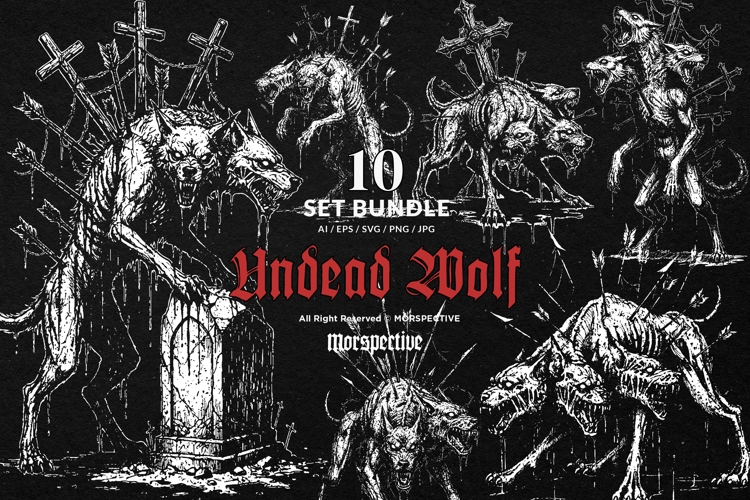 10 Bundle Dark Art Undead Wolf Zombie Vampire Skull Beast