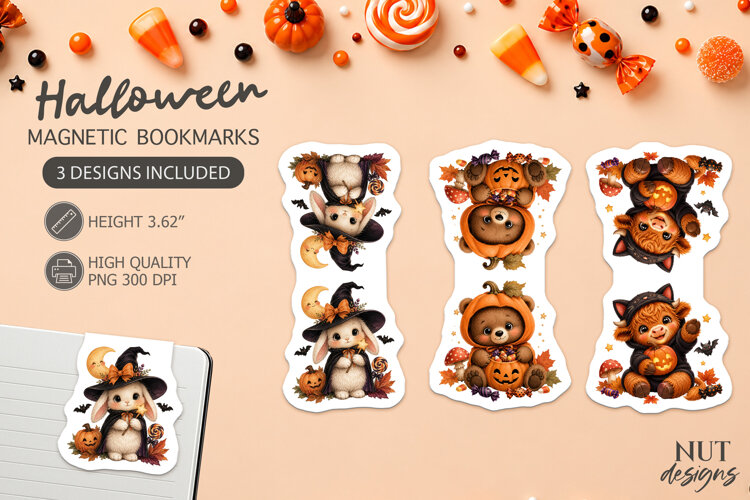 Halloween Animal Magnetic Bookmarks example image 1