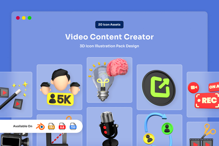 Video Content Creator 3D Icon Pack