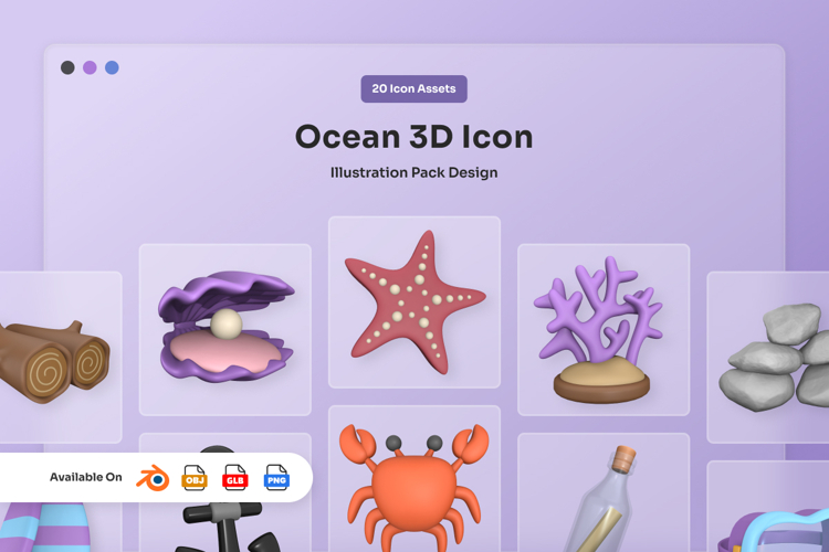 Coastal Life 3D Icon Set