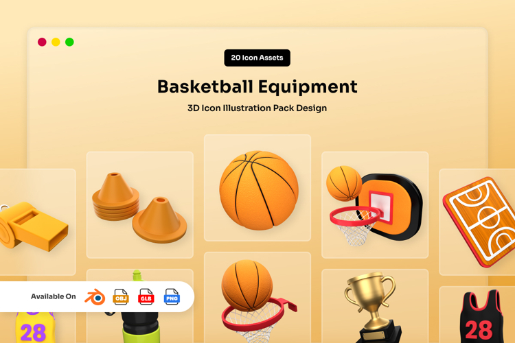 Basketball Equipment 3D Icon Pack