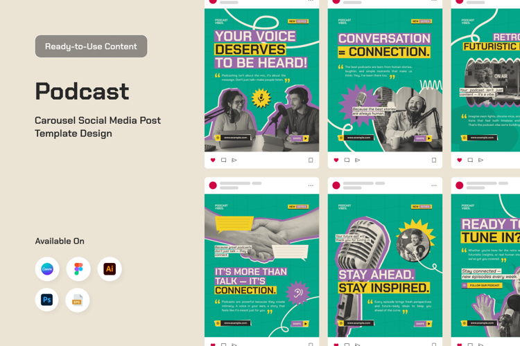 Modern Podcast Carousel Template