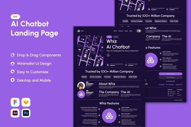 Whiz - AI Chatbot Landing Page V1 example image 1