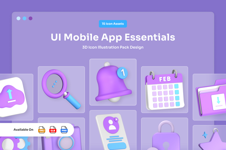 Essential 3D Icons for Mobile UI Design