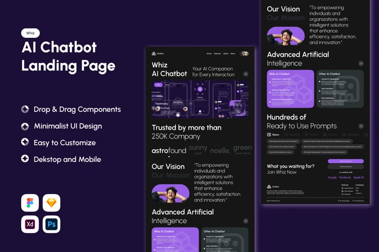 Whiz - AI Chatbot Landing Page V2 example image 1