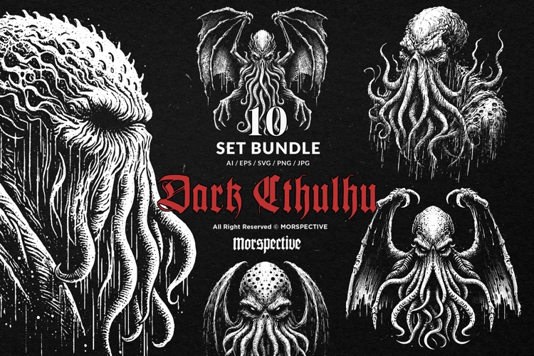 10 Bundle Dark Art Cthulhu Beast Monster Creature Octopus