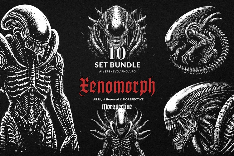10 Bundle Dark Art Xenomorph Alien Predator UFO Beast