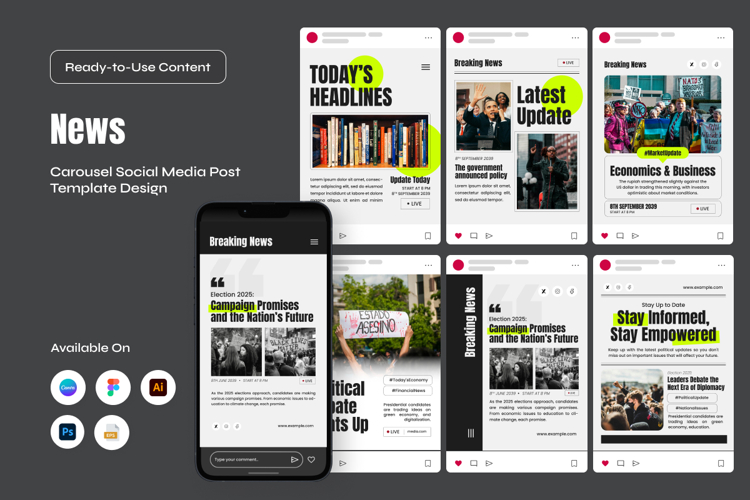 Breaking News Instagram Carousel Pack