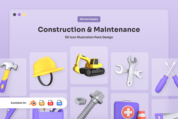 Heavy Duty Construction 3D Icon Pack
