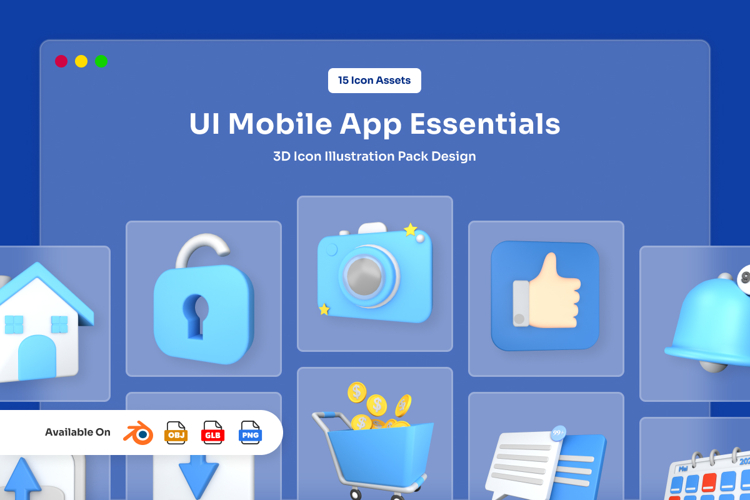 UI Mobile App Essentials 3D Icon Pack
