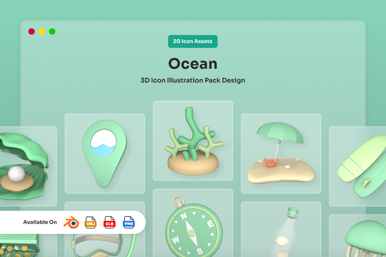 Tropical Sea 3D Icon Pack