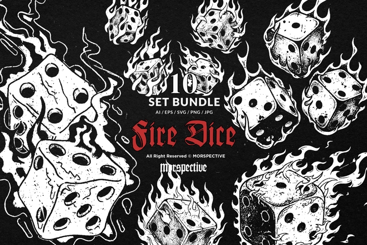 10 Bundle Dark Art Fire Dice Gamble Casino Fortune Roll Cube
