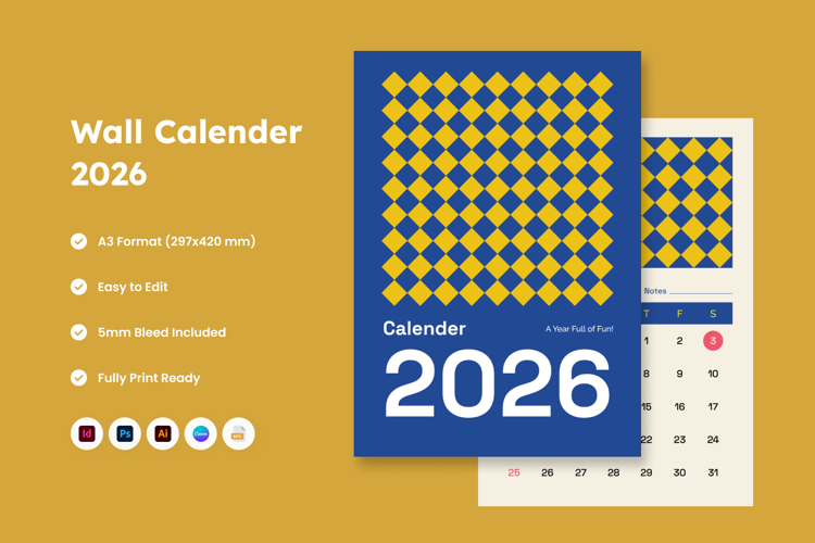 Creative School Wall Calendar 2026