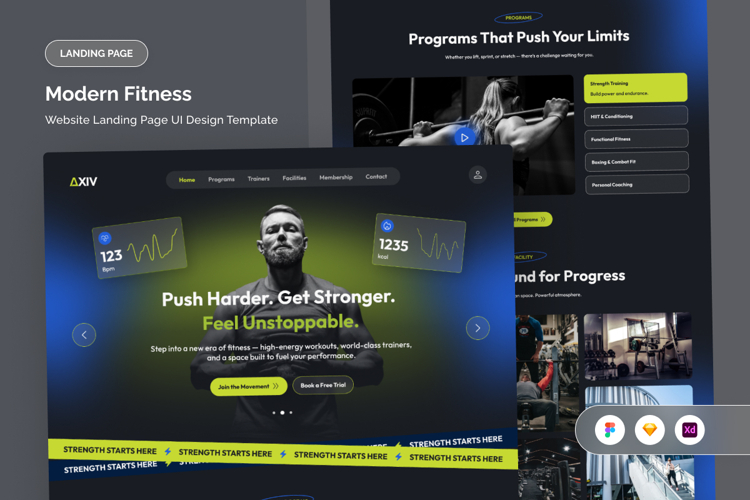 Energetic Fitness Landing Page UI Kit