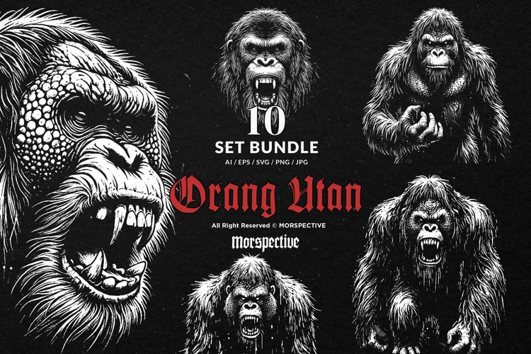 10 Bundle Dark Art Orang Utan Animal jungle Monkey Kong