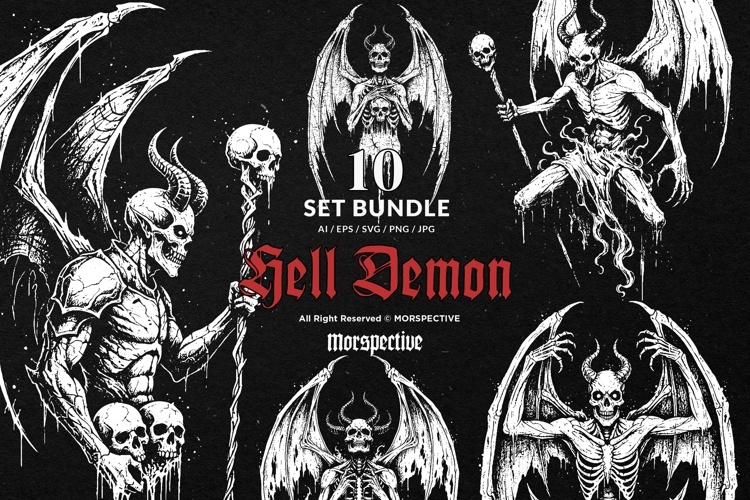 10 Bundle Dark Art Hell Demon Skull Death Grim Reaper Tattoo