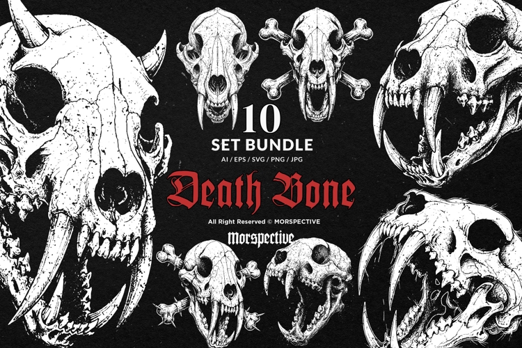 10 Bundle Dark Art Death Bone Skull Head Animal Beast Fang