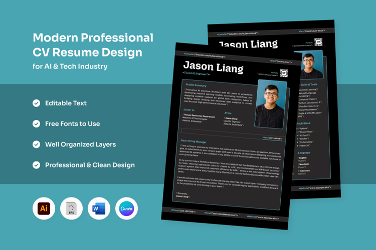 Futuristic AI Tech CV Resume