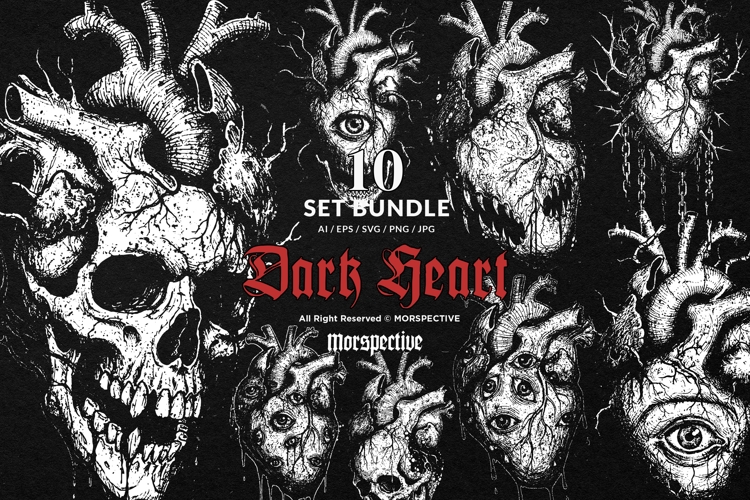 10 Bundle Dark Art Heart Bleeding Soul Skull Death Horror