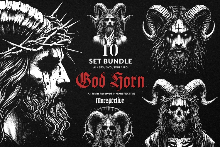 10 Bundle Dark Art God Horn Jesus Demon Goat Devil Messiah