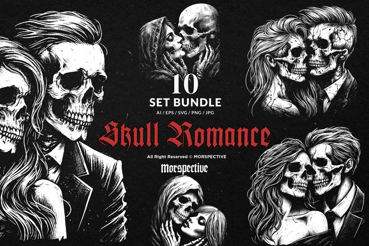 10 Bundle Dark Art Skull Romance Couple Man and Women Lover