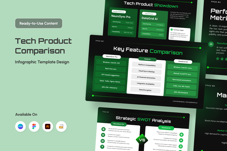 Tech Infographic Cards with Hover UI Style