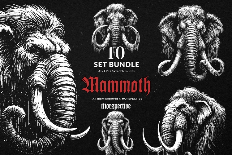 10 Bundle Dark Art Mammoth Ancient Beast Ice Age Elephant