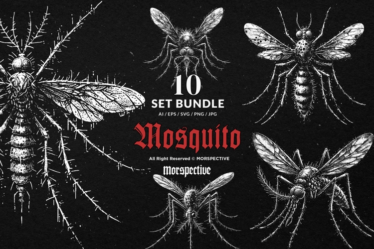 10 Bundle Dark Art Mosquito Insect Bug Pest Fly Bite Skull