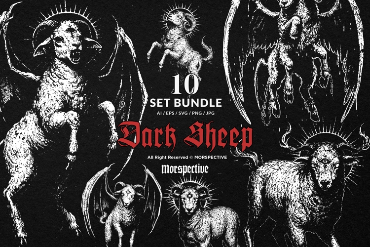 10 Bundle Dark Art Dark Sheep Baphomet Demon Skull Devil