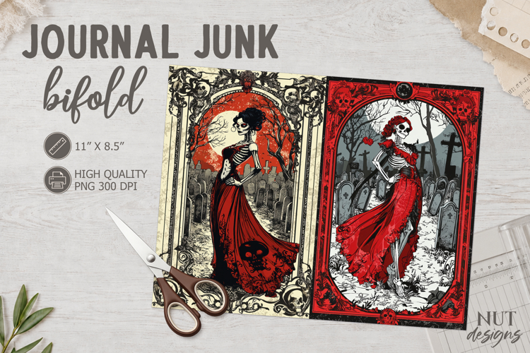 Gothic Journal Junk Bifold skeleton halloween journal