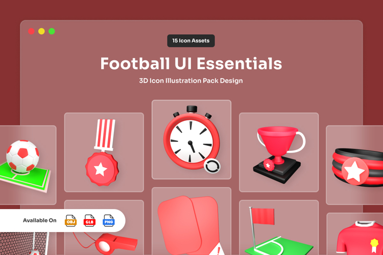 Clean 3D Soccer Icon Pack for UI/UX