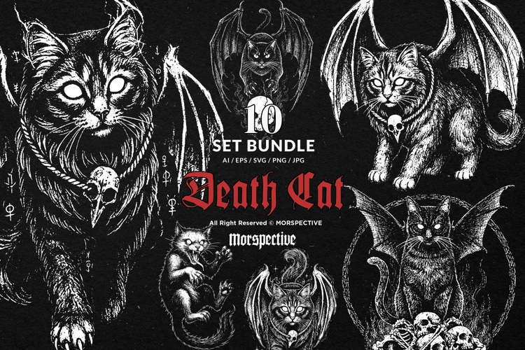 10 Bundle Dark Art Death Cat Kitten Animal Horror Scary